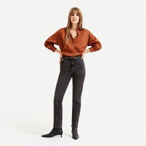 Everlane high rise straight jean in washed black